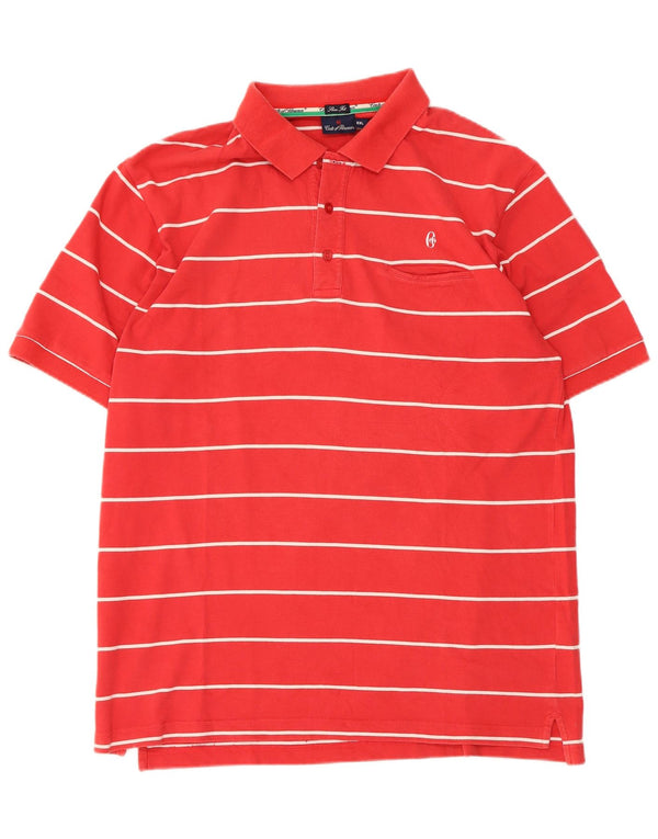 Conte of Florence Polo Slim Fit para Hombre 2XL Algodón a Rayas Rojas