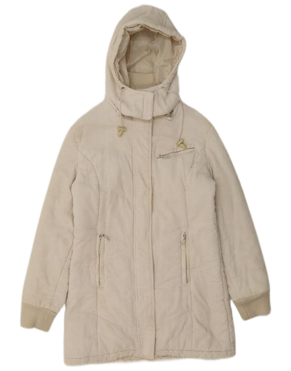 Pimkie Abrigo acolchado de pana con capucha para mujer UK 44 Algodón beige medio