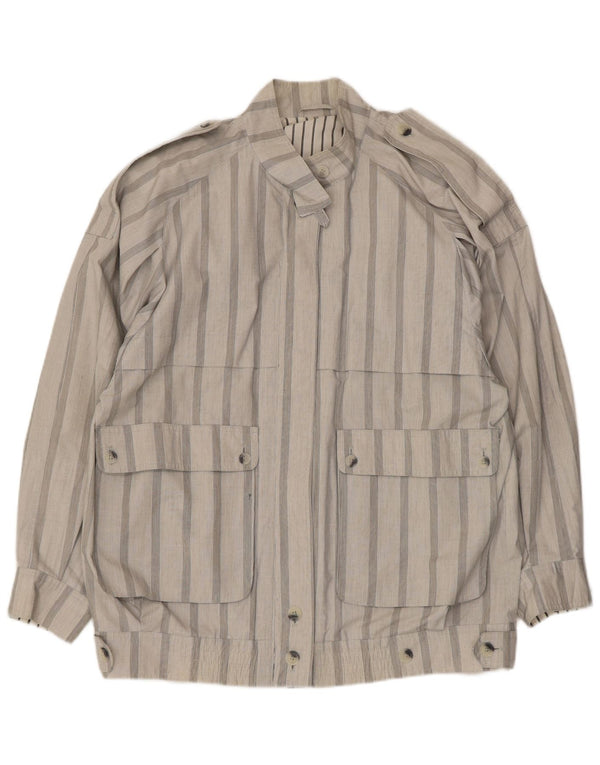 Vintage hombres chaqueta militar Reino Unido 40 gran poliéster a rayas grises