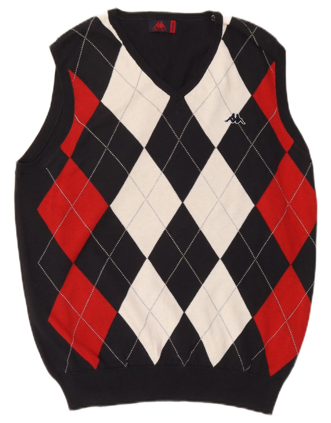 Kappa Camiseta sin mangas para hombre UK 40 Medium Azul marino Argyle/Diamond Algodón