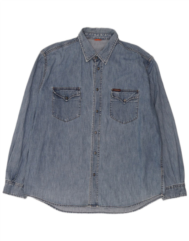 Carrera Camisa vaquera occidental para hombre 2XL Algodón azul clásico