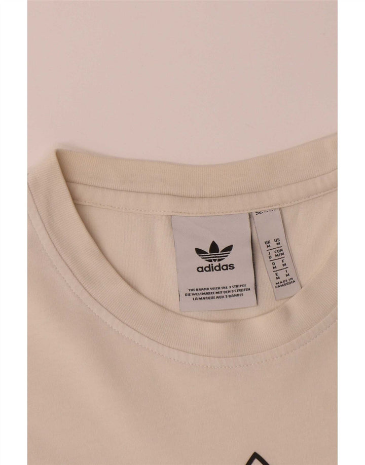 Adidas Camiseta gráfica para hombre Top mediano de algodón blanco roto