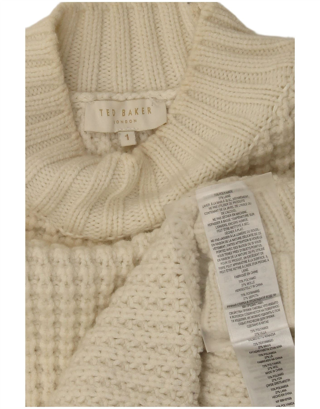 Ted Baker - Jersey largo con cuello alto para mujer, talla 1, XS, color beige