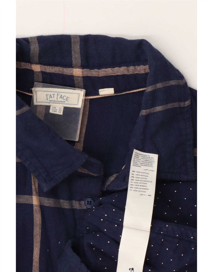 Camisa de mujer Fat Face UK 44 Grande Azul marino Cuadros Algodón