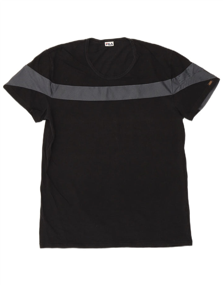 FILA Mens T-Shirt Top XL Black Colourblock