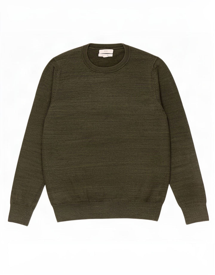 Marks & Spencer Jersey de Cuello Redondo para Hombre de algodón moteado de Color Caqui pequeño