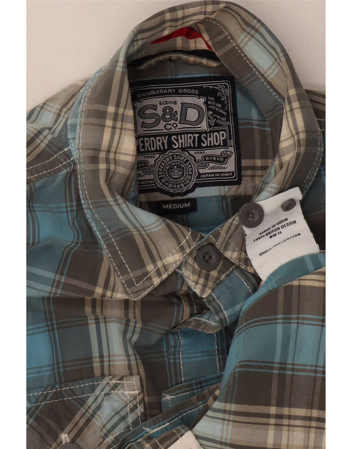 Camisa Superdry Hombre De Algodón A Cuadros Azul Medio