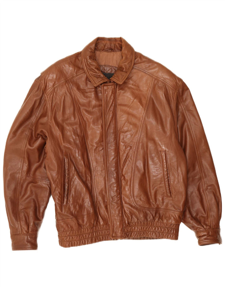 Vintage hombres bombardero chaqueta de cuero IT 50 marrón grande