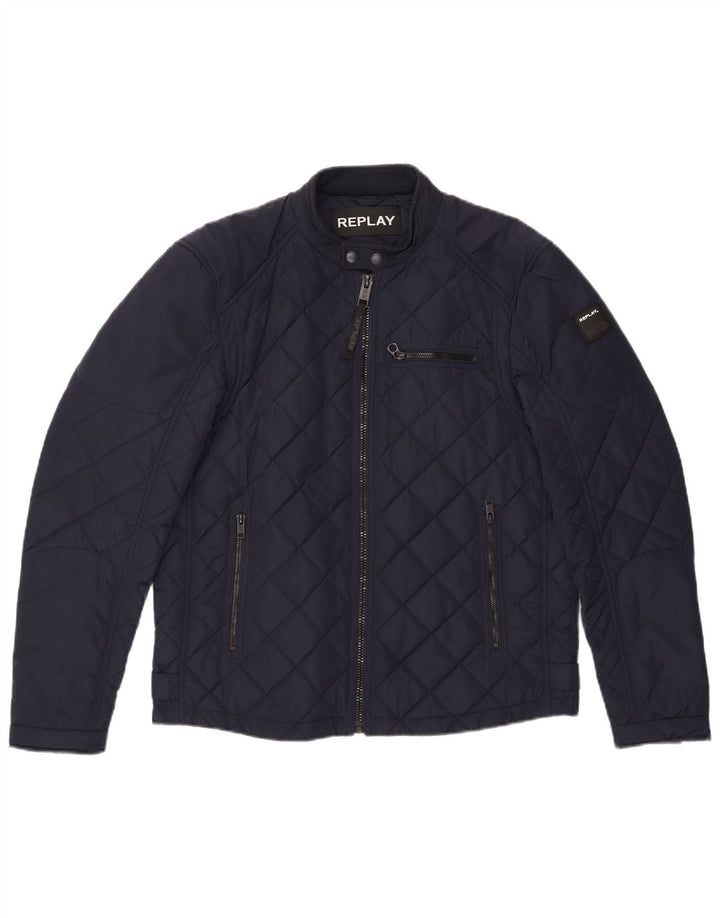 Replay Chaqueta acolchada para hombre UK 40 Large Poliéster azul marino