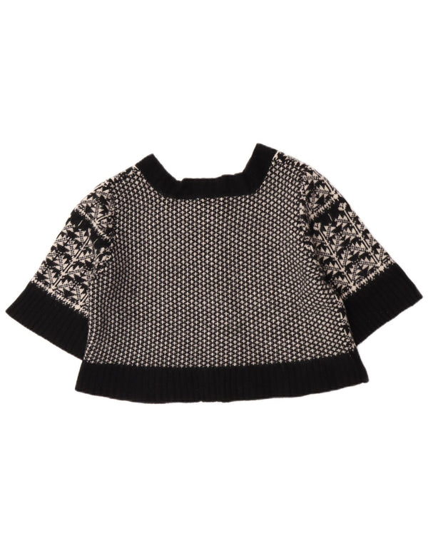 Dkny Suéter tipo cárdigan corto de manga corta para mujer UK 40 Medium Black Fair Isle