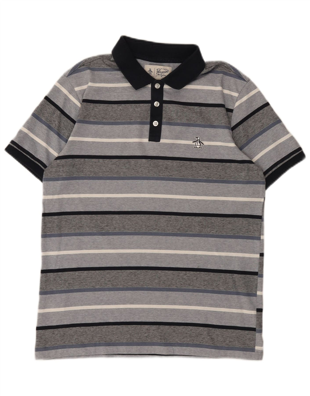 Polo Penguin Hombre De Algodón A Rayas Gris Medio