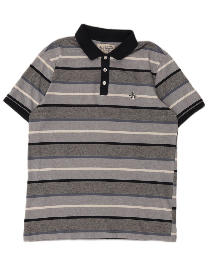 Polo Penguin Hombre De Algodón A Rayas Gris Medio