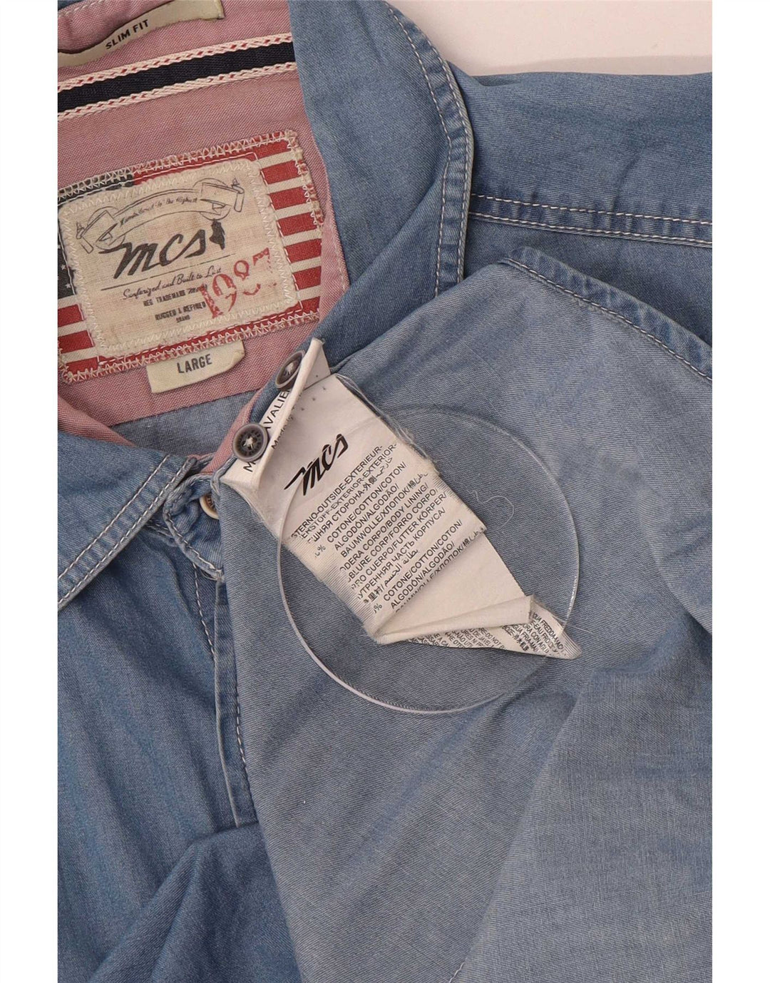 Marlboro Classics - Camisa vaquera para hombre, algodón azul grande