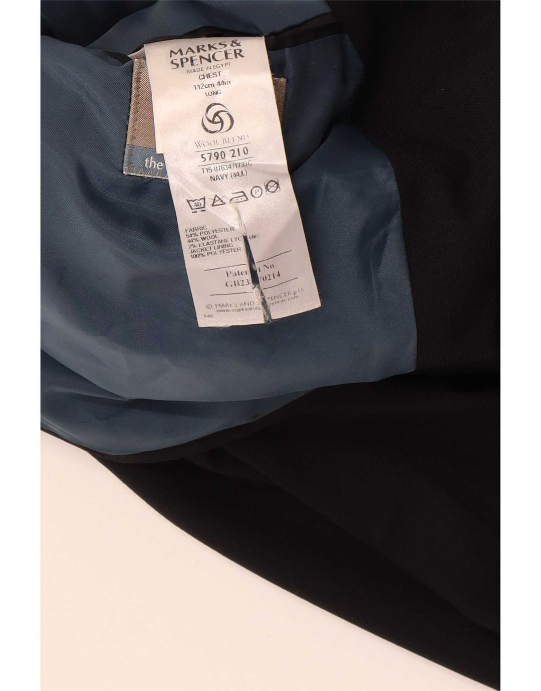 Marks & Spencer Chaqueta tipo blazer de 3 botones para hombre UK 44 XL Poliéster azul marino