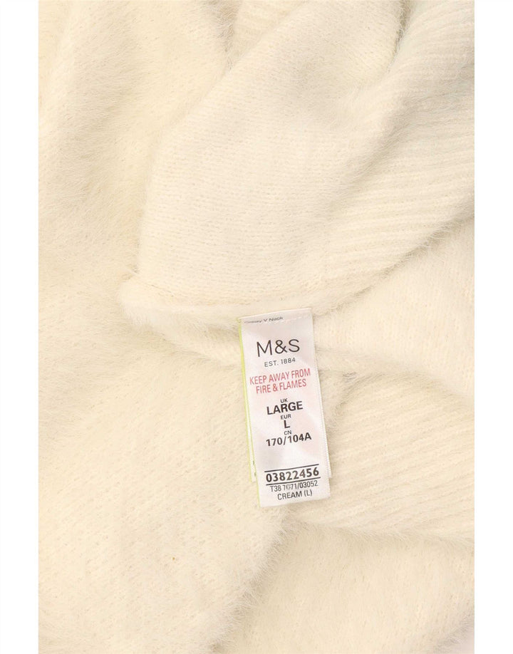 Marks & Spencer Suéter con Cuello en V para Mujer UK 46 Large Off White