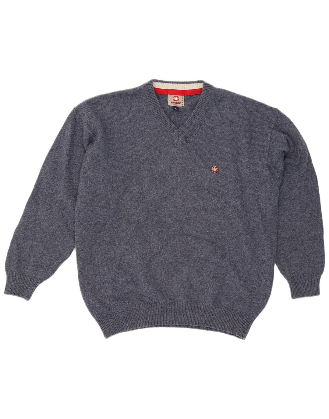 Murphy & Nye Jersey con cuello en V para hombre de lana azul grande