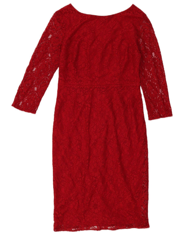 Oasis Vestido tubo de manga 3/4 para mujer UK 40 Mediano Poliamida floral roja