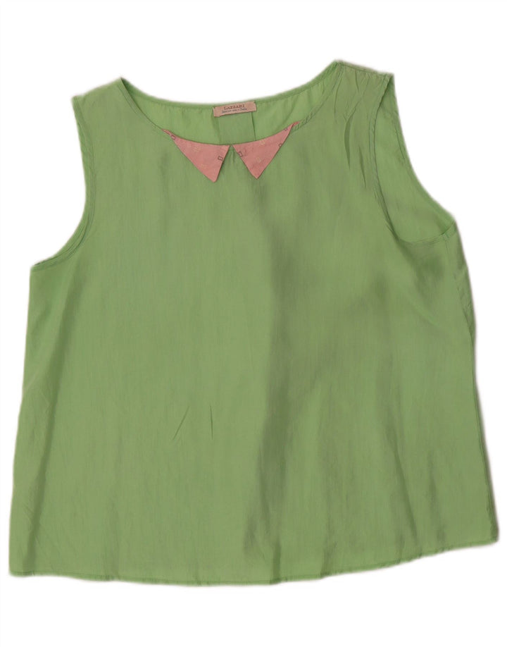 Blusa Mujer Lazzari Sin Mangas Top IT 44 Seda Verde Medio