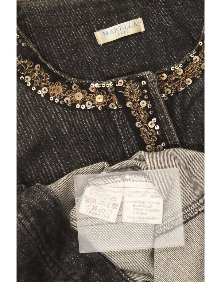 Marella Chaqueta Vaquera para Mujer UK 46 Grande Algodón Gris