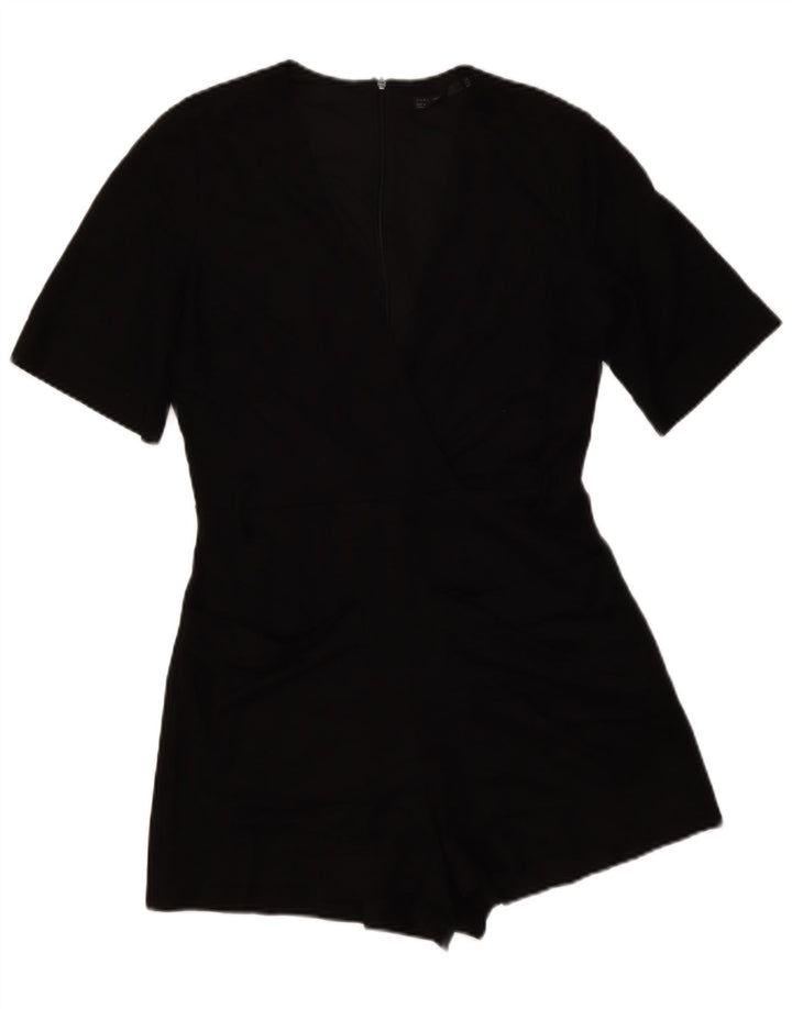 Zara Mujer Trafaluc Mono Corto UK 12 Mediano Negro Poliéster