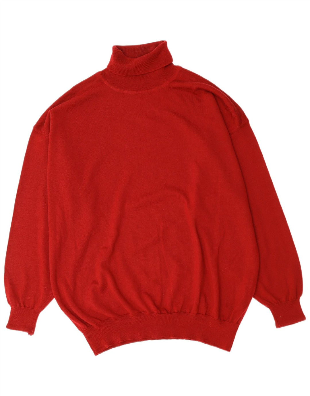 VINTAGE Hombre Roll Neck Jumper Suéter XL Lana Merino Roja