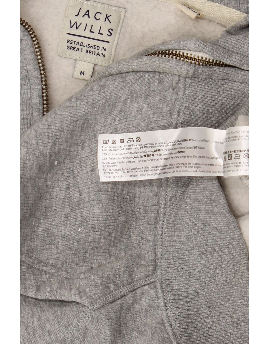 Jack Wills Suéter con capucha y cremallera gráfica para mujer Reino Unido 40 Gris medio moteado