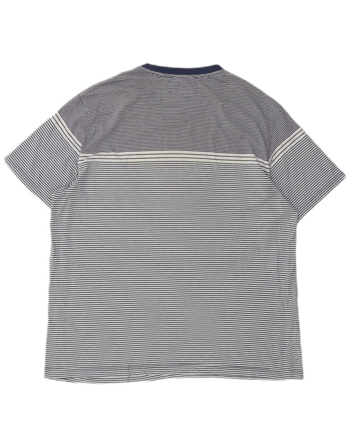 PENGUIN Camiseta alta para hombre Top XL Algodón a rayas azul marino