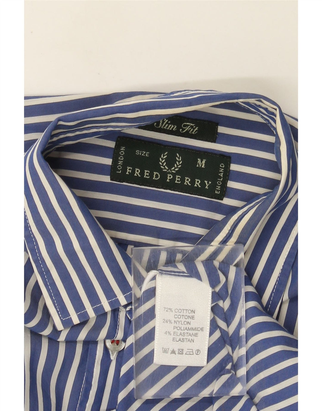 Camisa Fred Perry Hombre Slim Fit De Algodón A Rayas Azul Medio