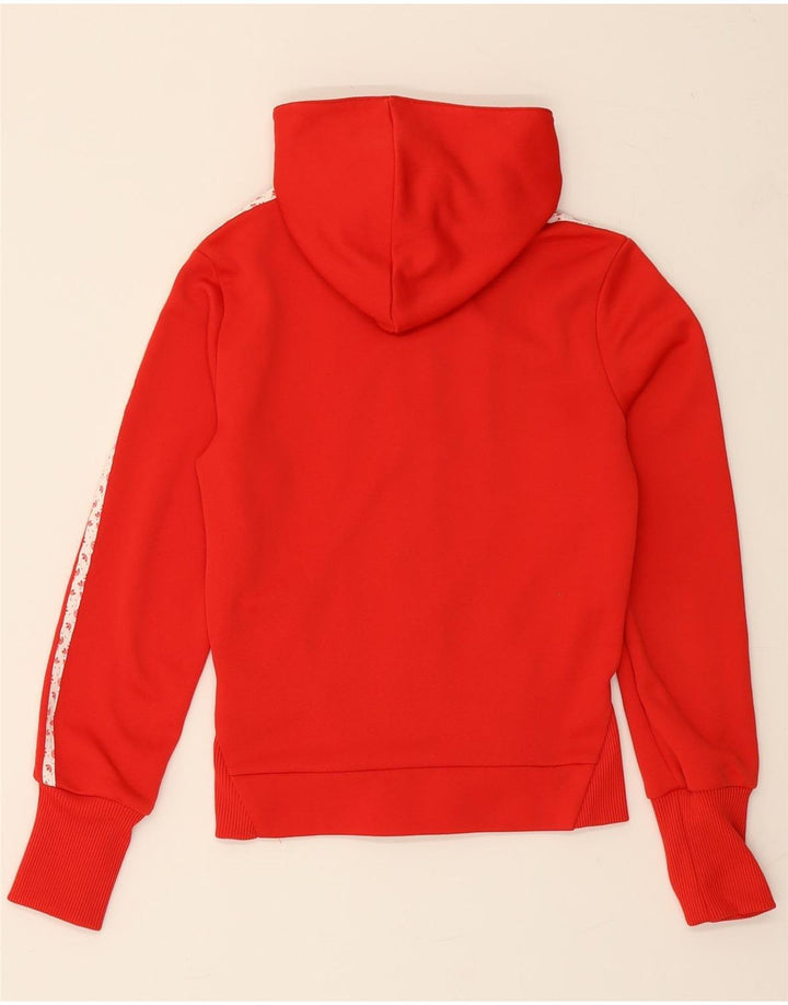 ADIDAS Womens Graphic Zip Hoodie Sweater IT 34 2XS Red Polyester Vintage Adidas and Second-Hand Adidas from Messina Hembry 