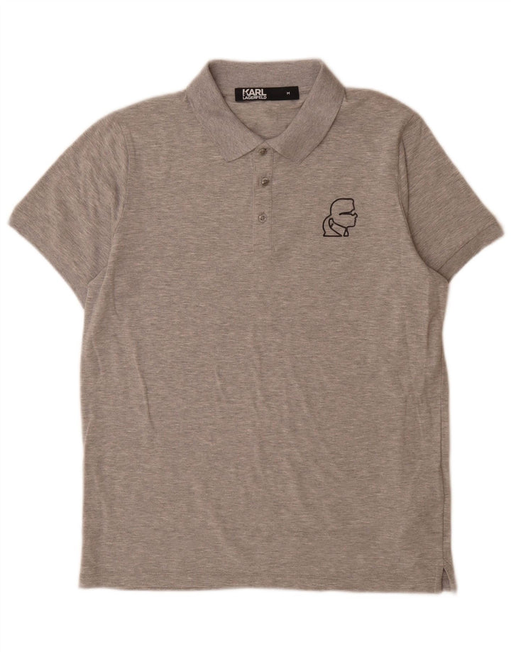 Karl Lagerfeld Polo gráfico para hombre de algodón moteado gris medio