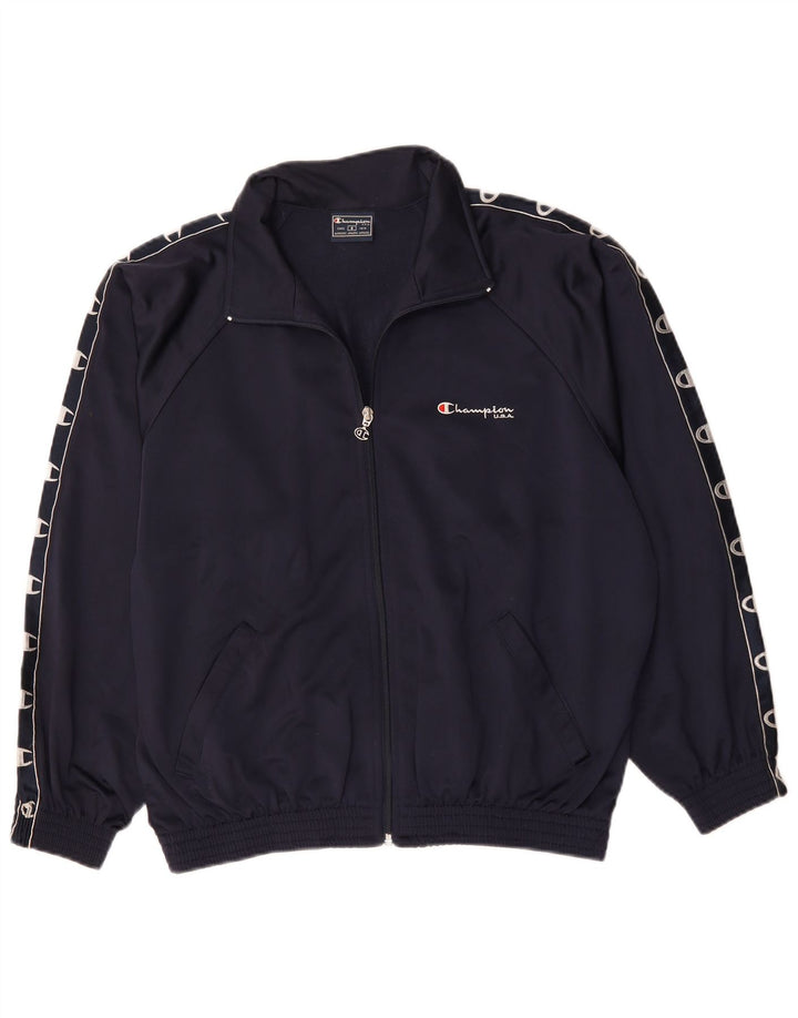 Champion Chaqueta de chándal extragrande con gráfico para hombre, talla pequeña, azul marino