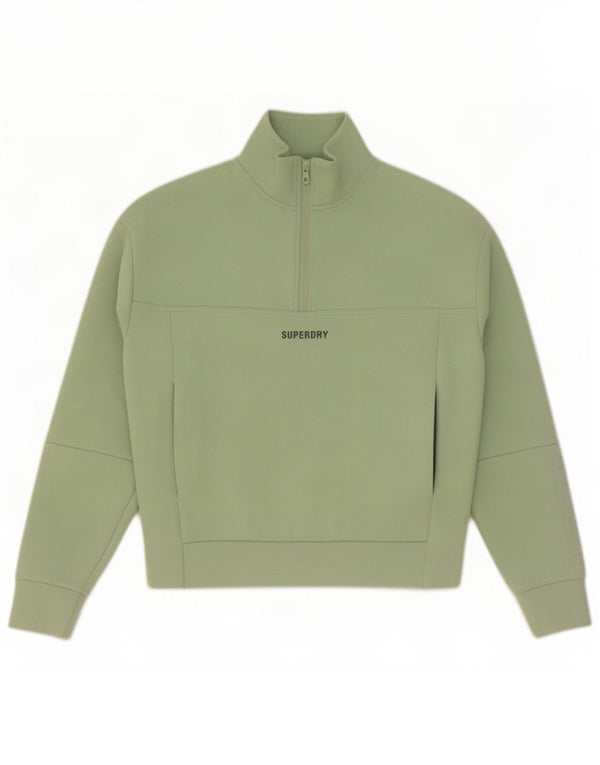Superdry Mujer Oversize Graphic Zip Neck Sudadera Jumper UK 6 XS Verde