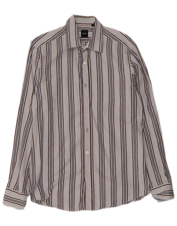 Camisa Hugo Boss Hombre Rayas Azul Medio