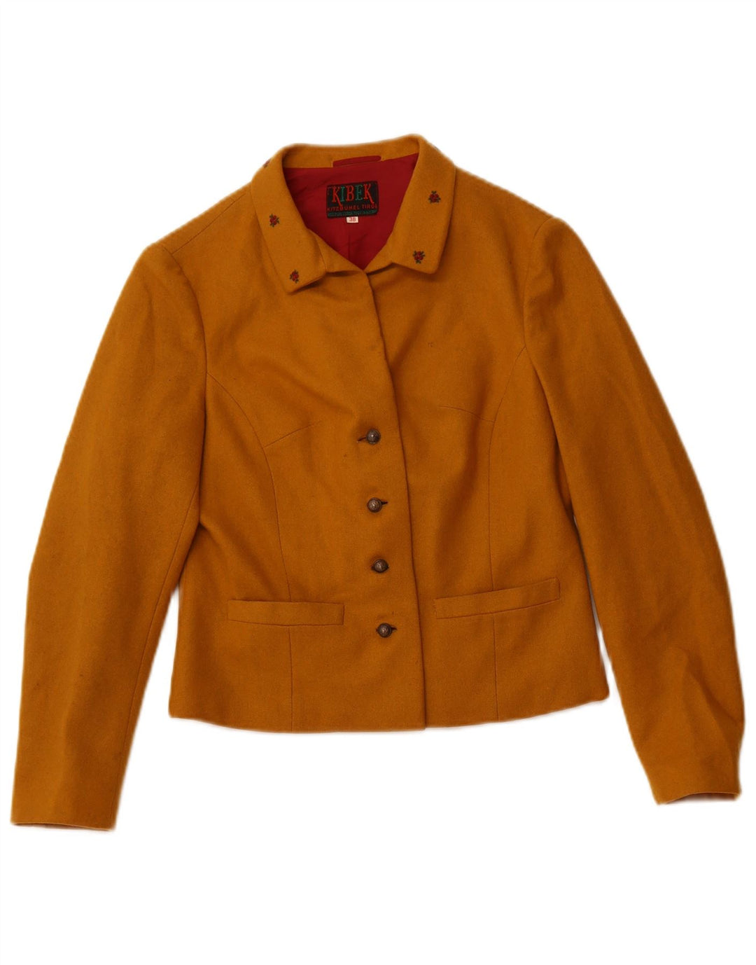 VINTAGE Chaqueta Blazer de 4 Botones para Mujer IT 38 XS Algodón Amarillo