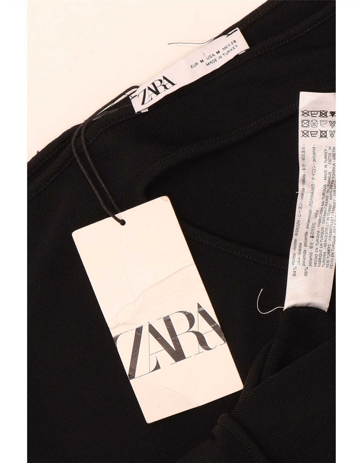 Zara Body De Un Hombro Para Mujer UK 42 Medium Viscosa Negra