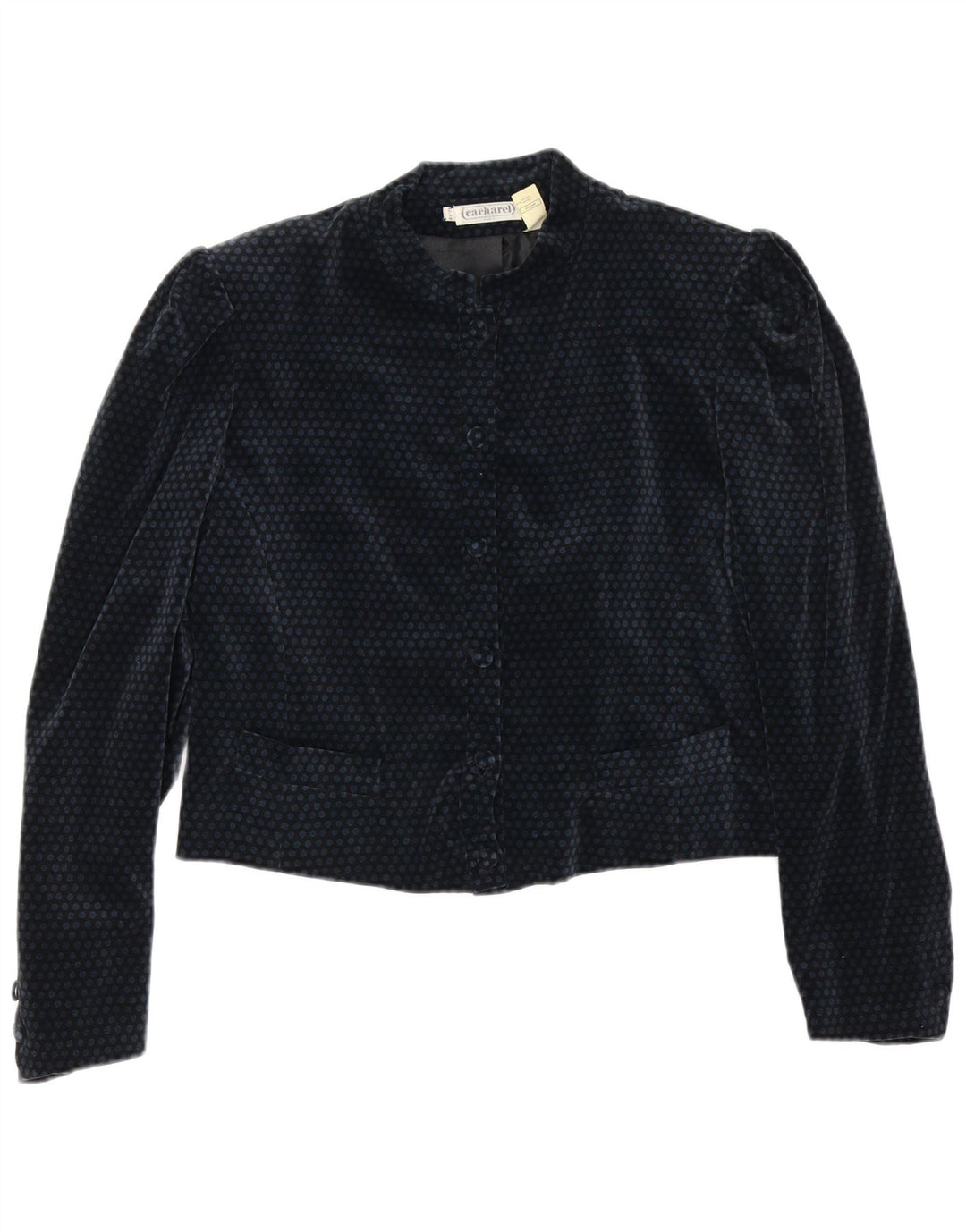 Cacharel Chaqueta tipo blazer corta de 6 botones para mujer US 10 Grande Azul marino Lunares