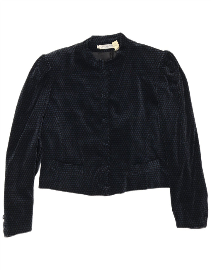 Cacharel Chaqueta tipo blazer corta de 6 botones para mujer US 10 Grande Azul marino Lunares