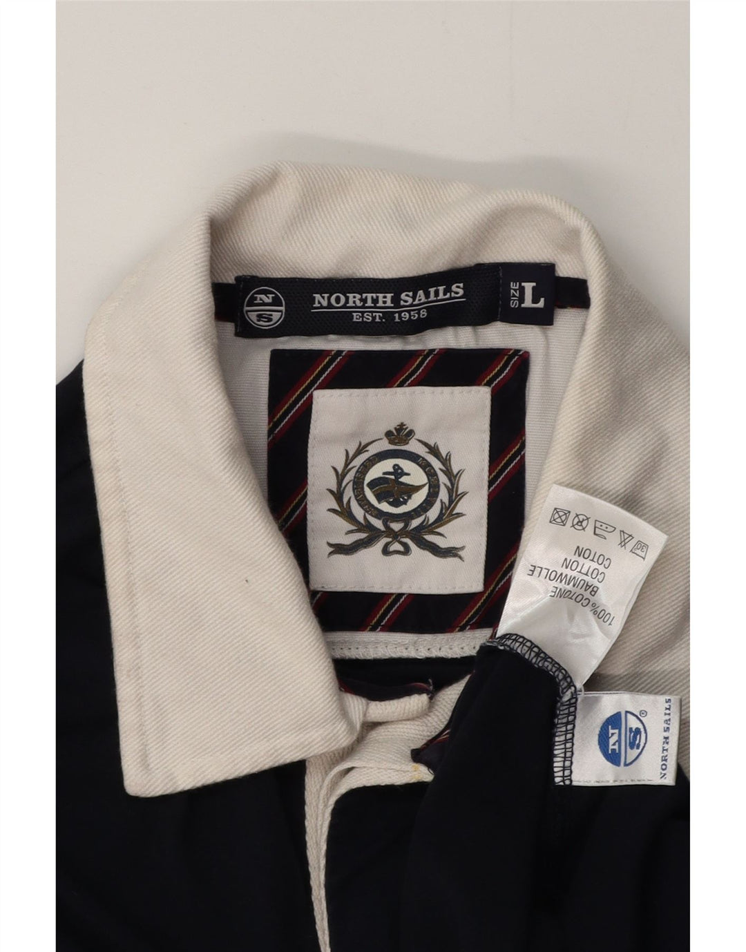 NORTH SAILS Polo de rugby de manga larga para hombre, talla grande, color azul marino