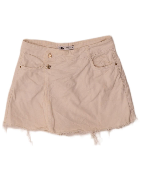 Zara Mujer Shorts Vaqueros Small W26 Algodón Blanco