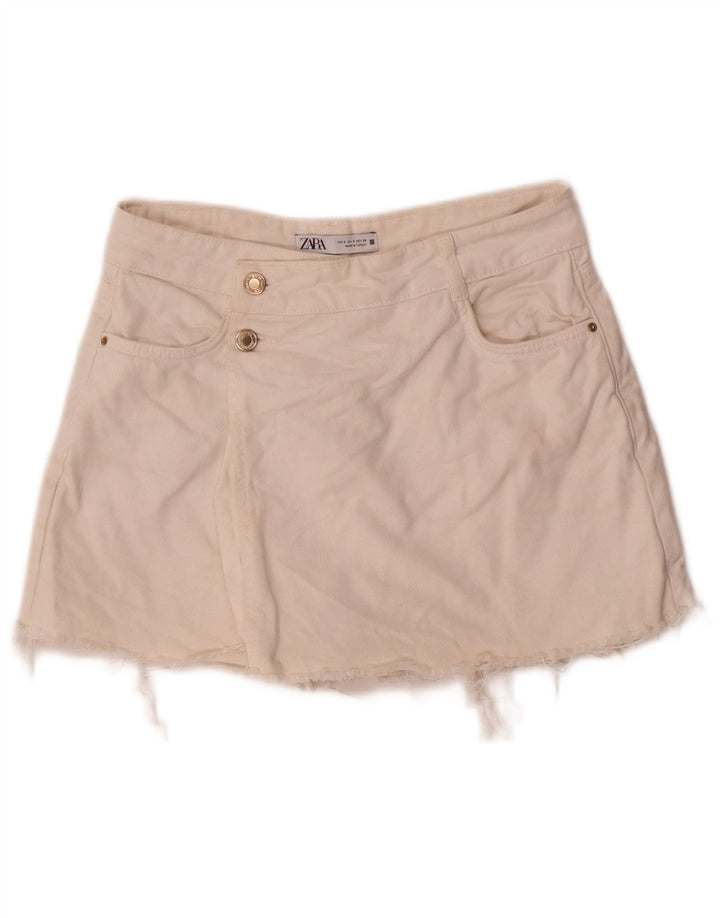 Zara Mujer Shorts Vaqueros Small W26 Algodón Blanco