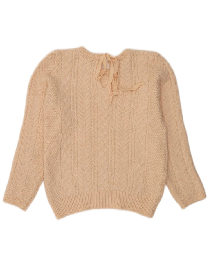 Zara - Jersey con cuello redondo para mujer, talla 40, talla grande, color beige