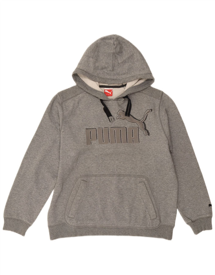 Puma Hombre Graphic Sudadera con capucha Jumper Grande Gris Algodón