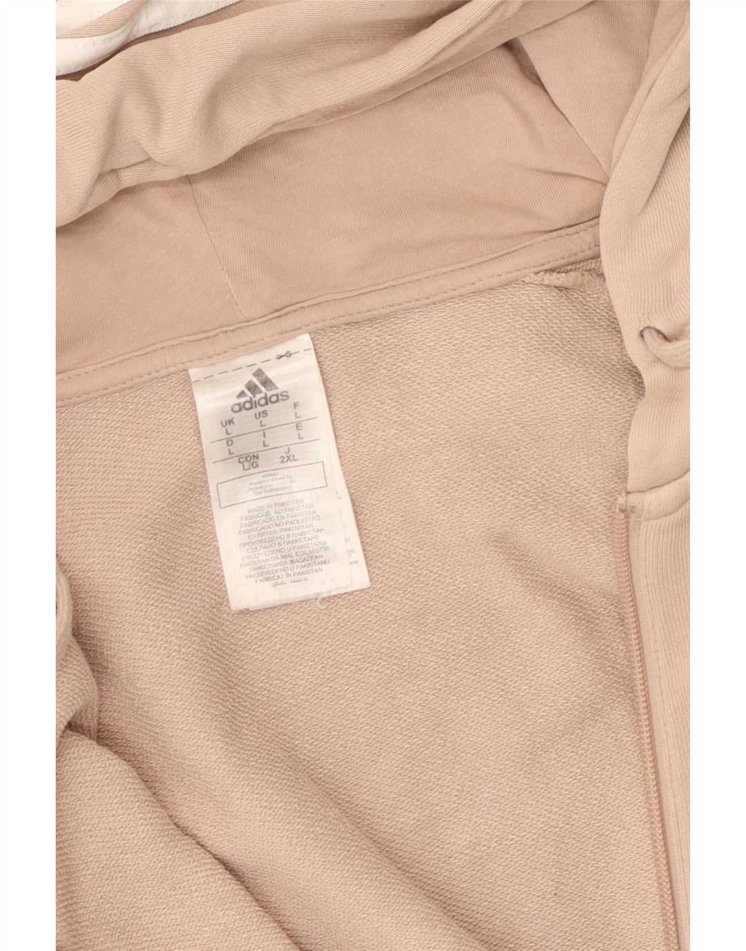 ADIDAS Sudadera con capucha y cremallera para mujer Reino Unido 16 Grande Algodón beige