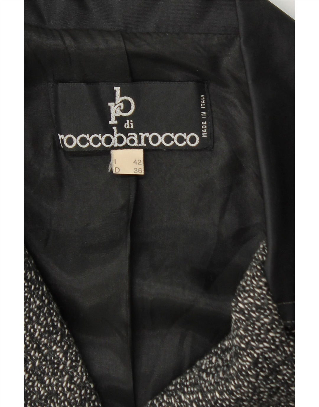 ROCCOBAROCCO Womens Overcoat IT 42 Medium Black Flecked Wool