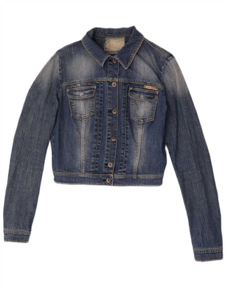 Guess Chaqueta vaquera corta para mujer UK 6 XS Algodón azul