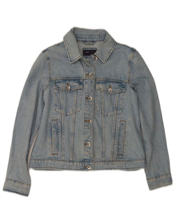 Marks & Spencer Chaqueta Vaquera para Mujer UK 10 Small Azul Algodón