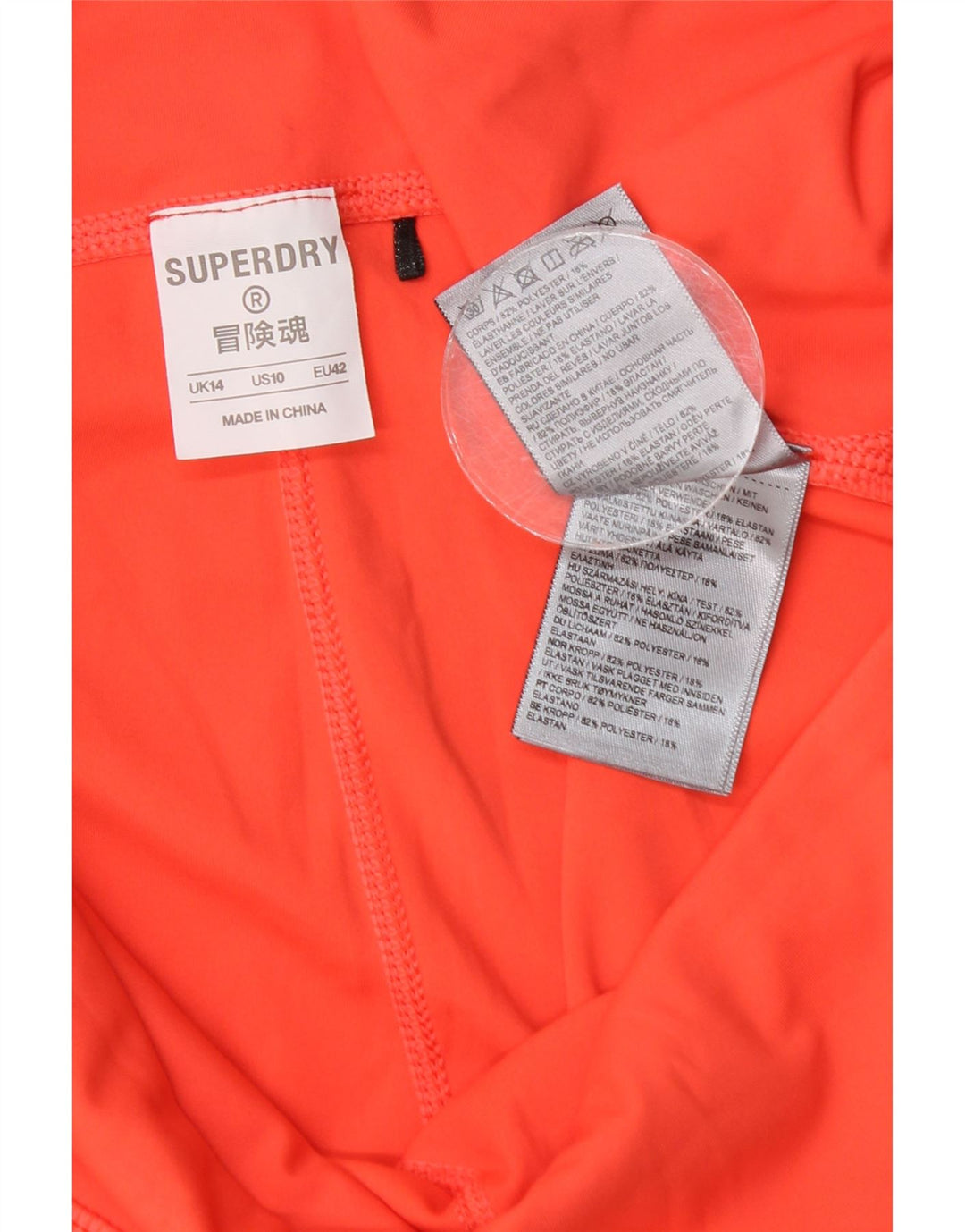 Superdry Leggings Capri Graphic Mujer UK 44 Poliéster Naranja Grande