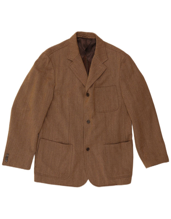 Luciano Barbera Chaqueta tipo blazer de 3 botones para hombre IT 54 2XL Marrón Lana Clásica