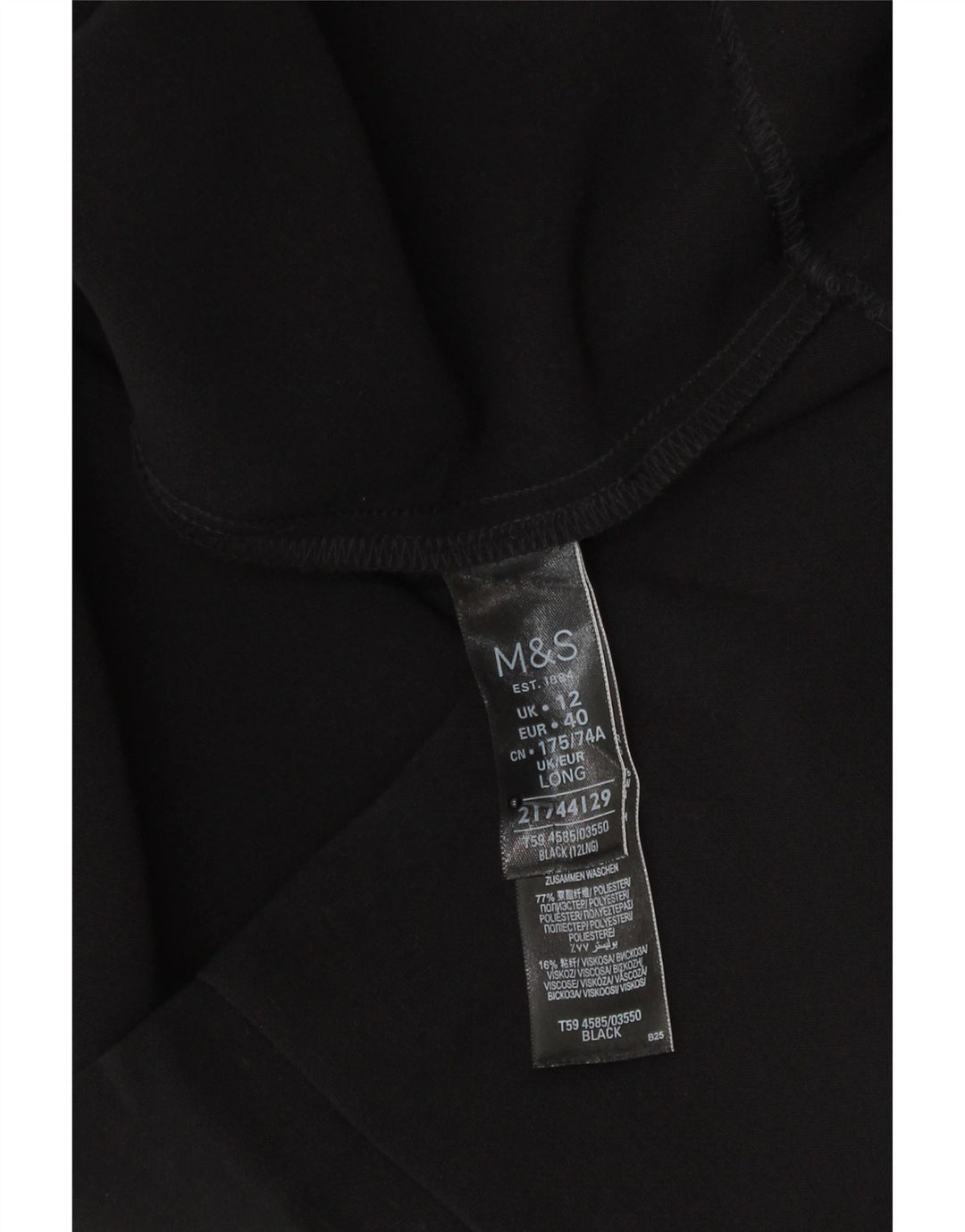 Marks & Spencer Falda lápiz para mujer UK 12 Medium W30 Poliéster negro