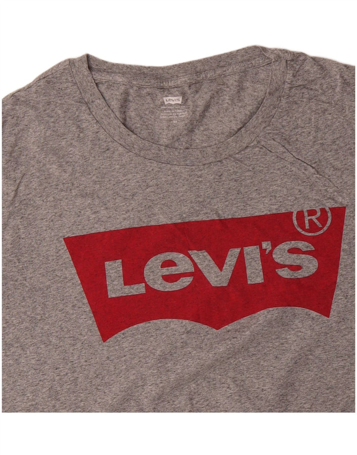 LEVI'S Camiseta gráfica para mujer Top UK 22 3XL Algodón moteado gris